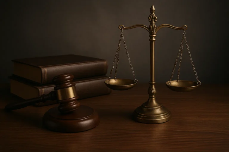 scales of justice with a subtle shadowed background to convey seriousness and sensitivity