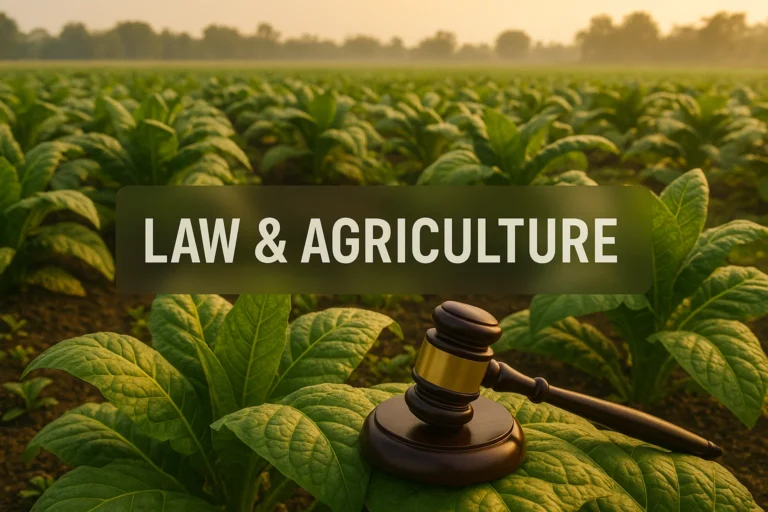 A symbolic photo of tobacco leaves in a field with a warning overlay in Australia